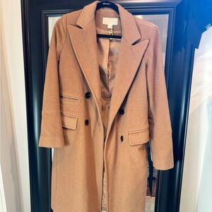Michael Kors Camel Double-Breasted Trench Coat